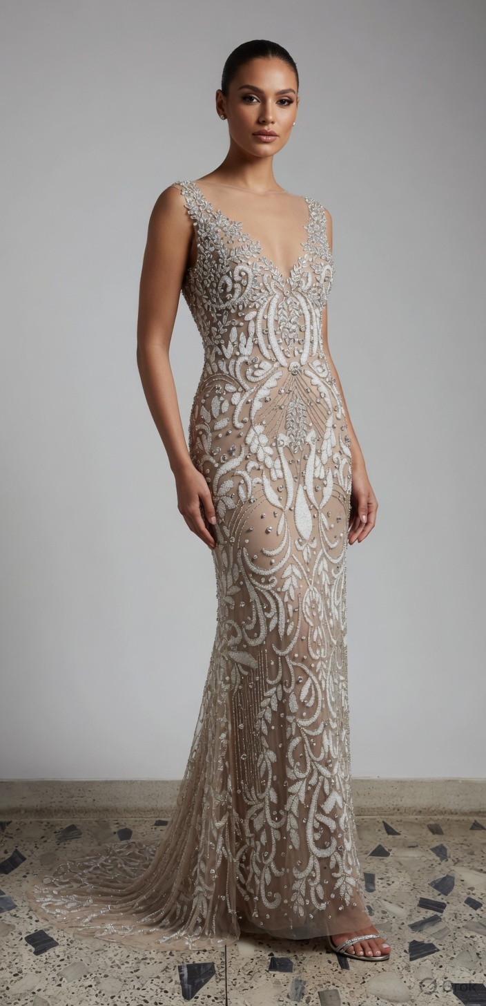 Silver panel as an evening dress