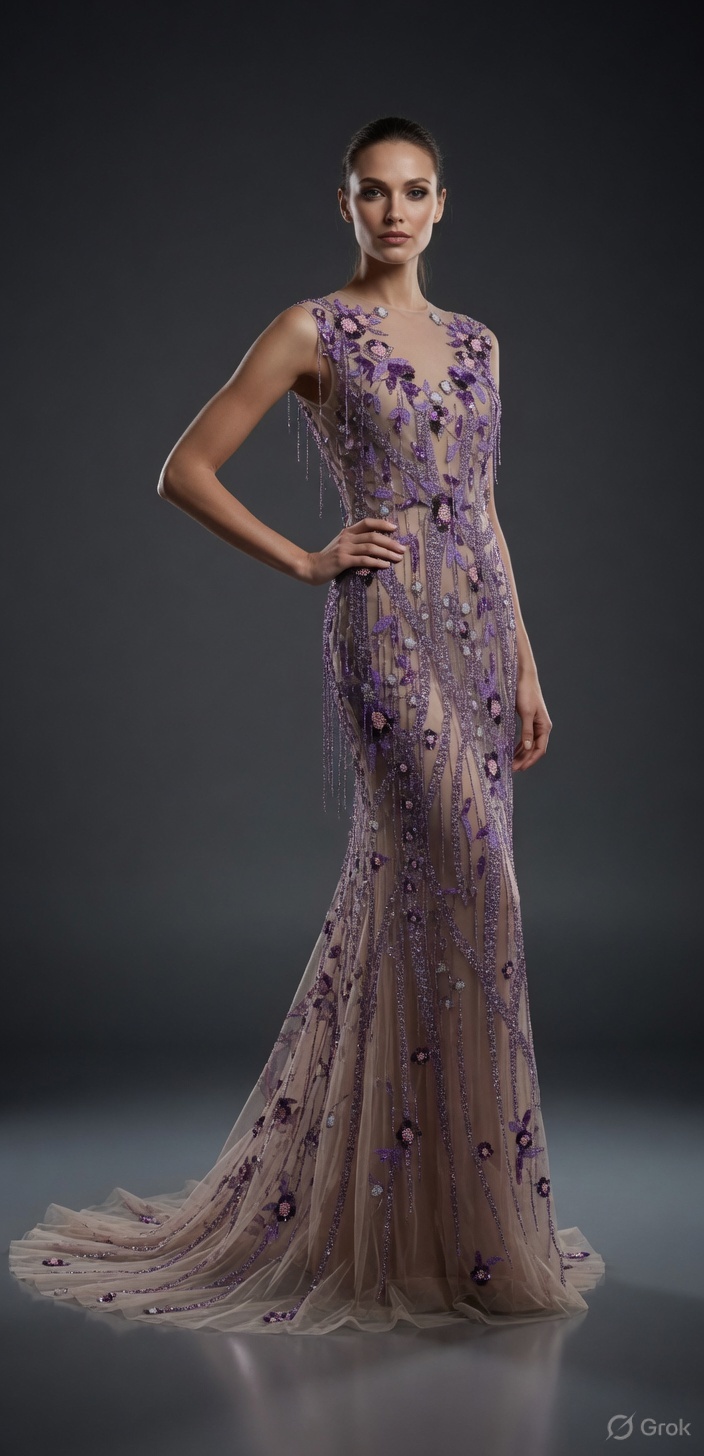 Purple panel as party wear